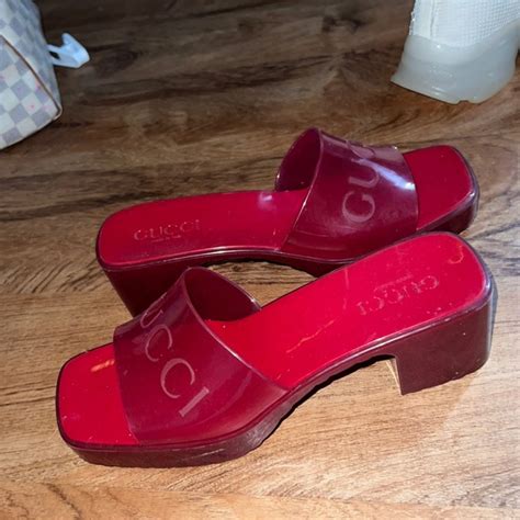 gucci jelly sandals red|latest style for gucci sandals.